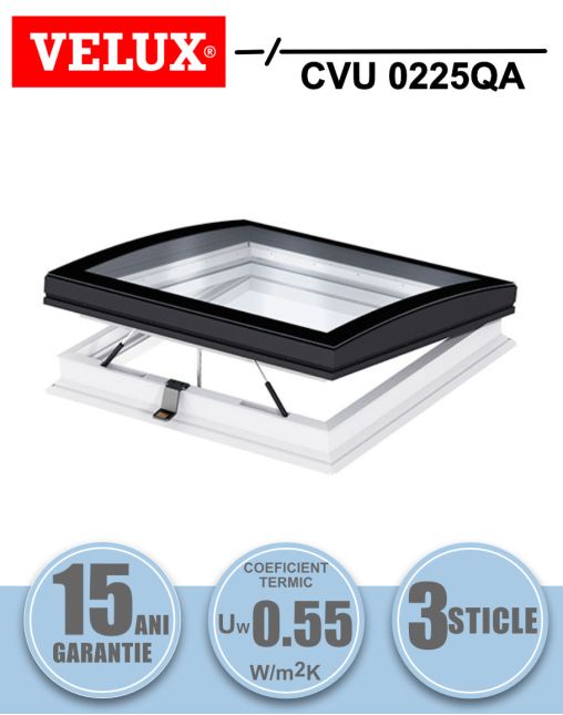 Fereastra electrica pentru acoperis terasa VELUX CVU 0225QA geam termopan cu 3 foi de sticla
