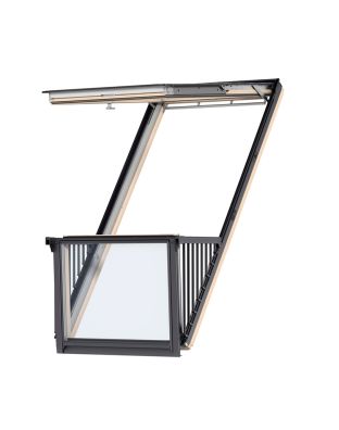 Fereastra mansarda balcon VELUX GDL 3066 CABRIO, lemn de pin, 3 sticle
