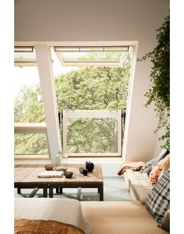 Fereastra mansarda balcon VELUX GDL 3066 CABRIO, lemn de pin, 3 sticle