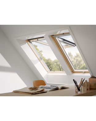 Fereastra mansarda VELUX GPL 3068, dubla deschidere, lemn de pin, 3 sticle
