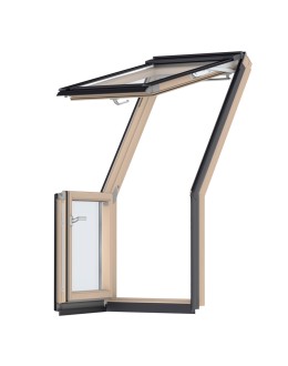 Fereastra mansarda iesire terasa VELUX GEL | VEA  3065 CABRIO, lemn de pin, 3 sticle, 78x140