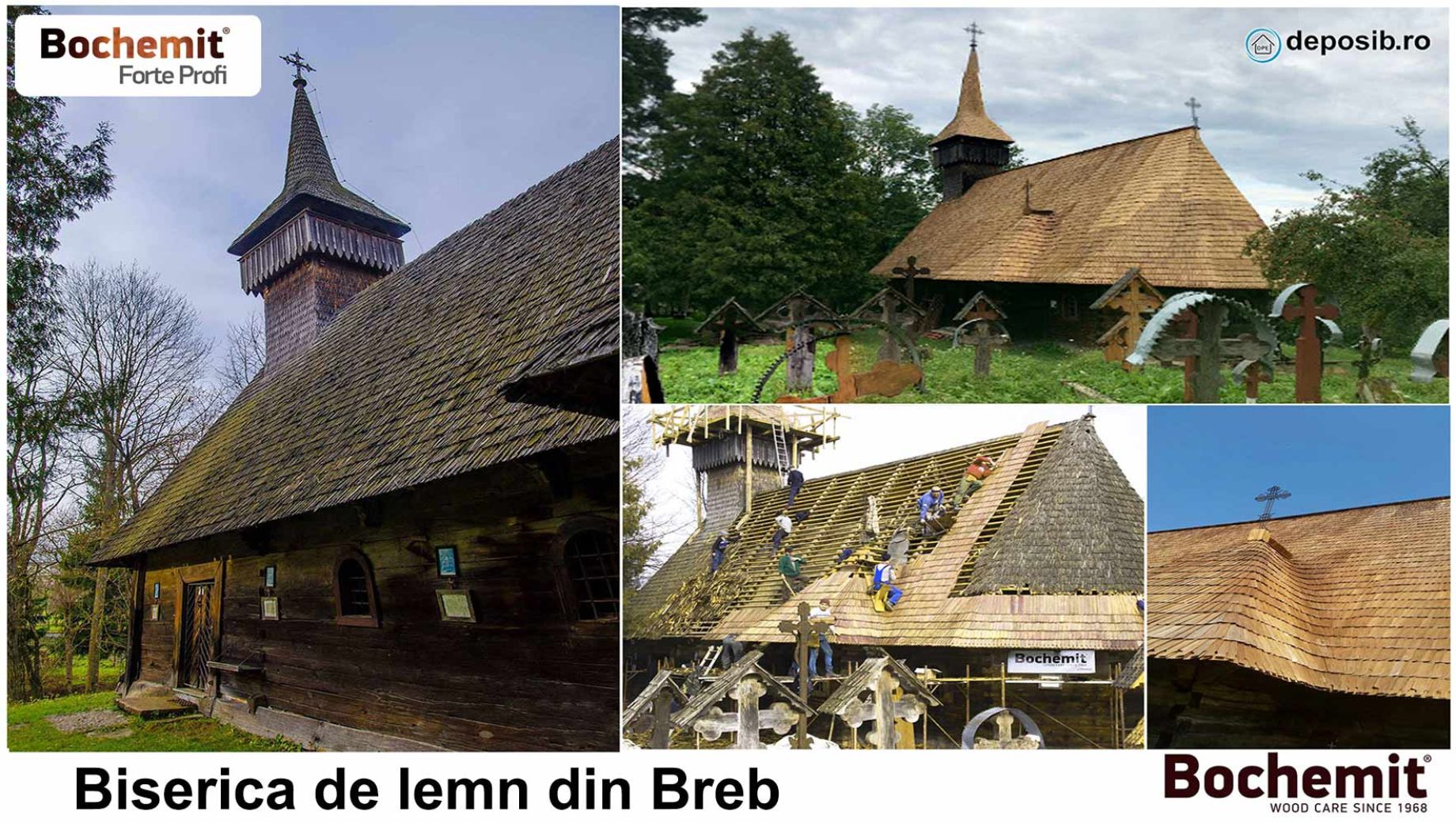 Tratare lemn acoperiș biserica Breb