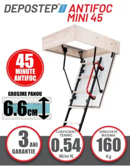Scara pod antifoc DEPOSTEP MINI 45 metalica rezistenta la foc 45 minute, H265