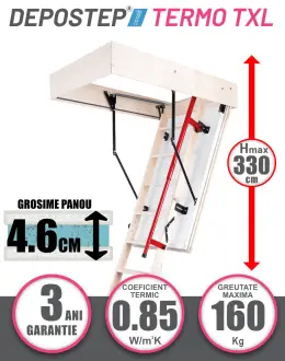 Scara pod DEPOSTEP TERMO TXL chepeng pod pliabil din lemn, maner telescopic, H max 330 cm