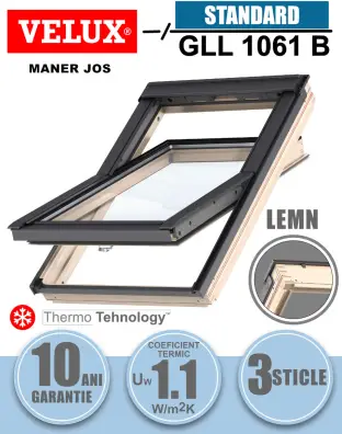 Fereastra mansarda VELUX GLL 1061B, lemn, 3 sticle, maner jos