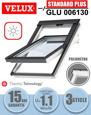 Fereastra mansarda VELUX GLU 006130, solara, poliuretan, 3 sticle
