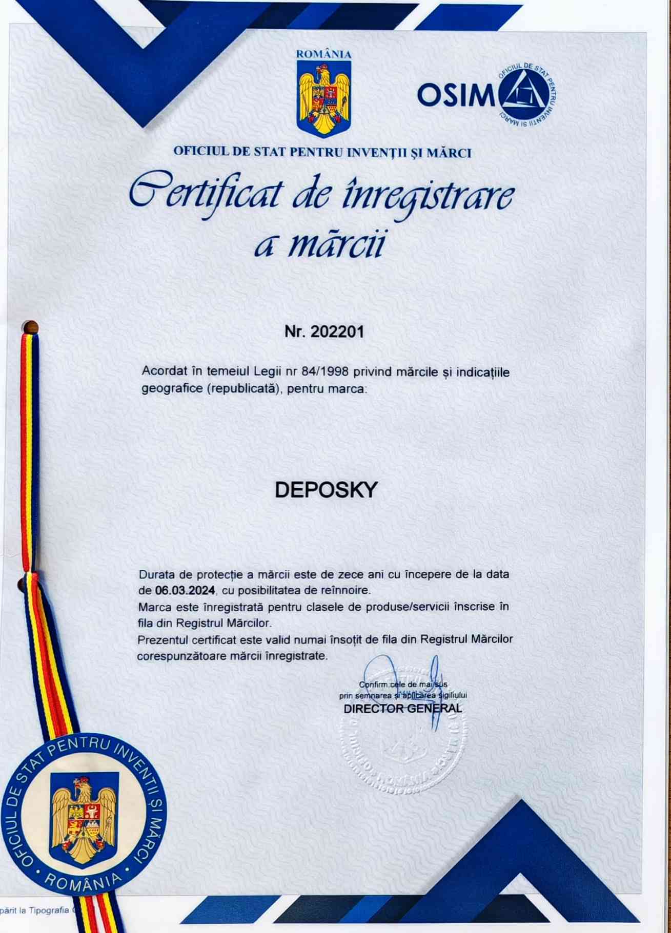 Brandul Deposky Inregistrat la OSIM Brandul Deposky Inregistrat la OSIM