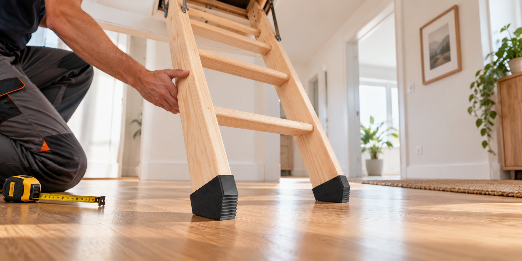 montaj scara pod - mansoane de protectie DEPOSTEP pentru stabilitate