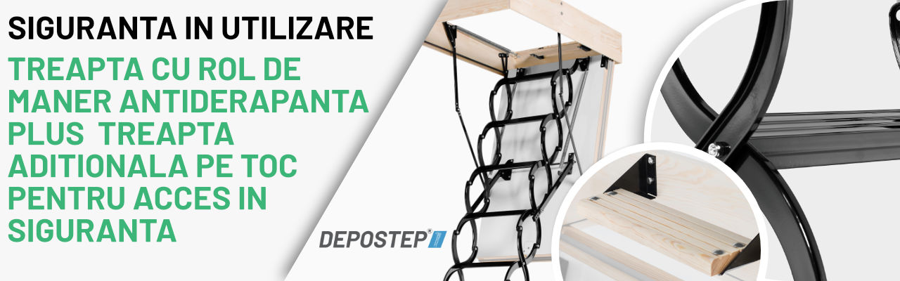 Scara pod metalica pantograf DEPOSTEP TFL - treaptacu rol de maner antiderapanta si treapta aditionala scara pod