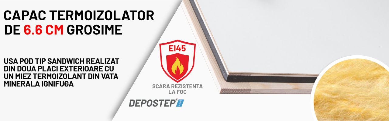Scara pod antifoc DEPOSTEP MINI 45 -capac ignifug termoizolator de 6.6cm grosime scara pod antifoc