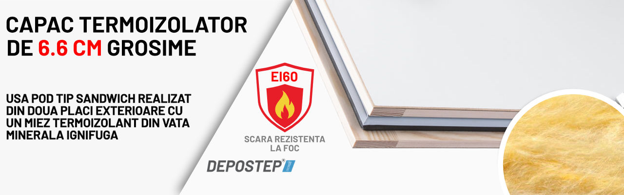Scara pod antifoc metalica DEPOSTEP AEI 60M - capac ignifug termoizolator de 6.6cm scara pod antifoc