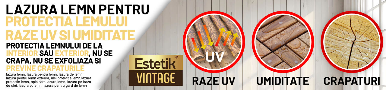 Lazura lemn Estetik Vintage Alb-protectie uv, umiditate si carapaturi lazura lemn
