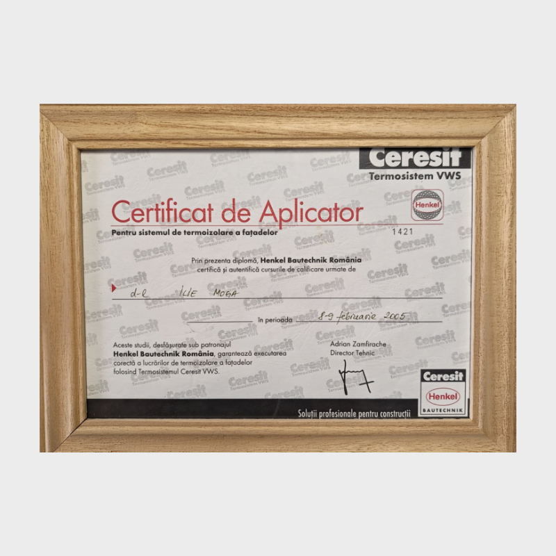 Certificat de aplicator
