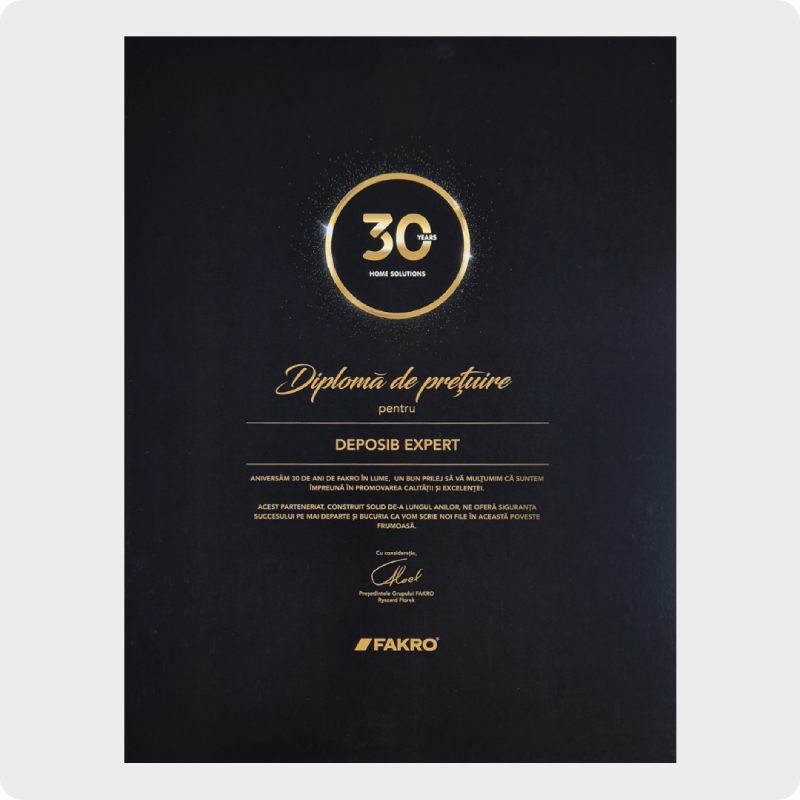 Diploma de Pretuire pentru Deposib Expert