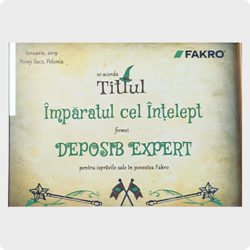 Diploma Imparatul cel Intelept Fakro - Deposib Expert